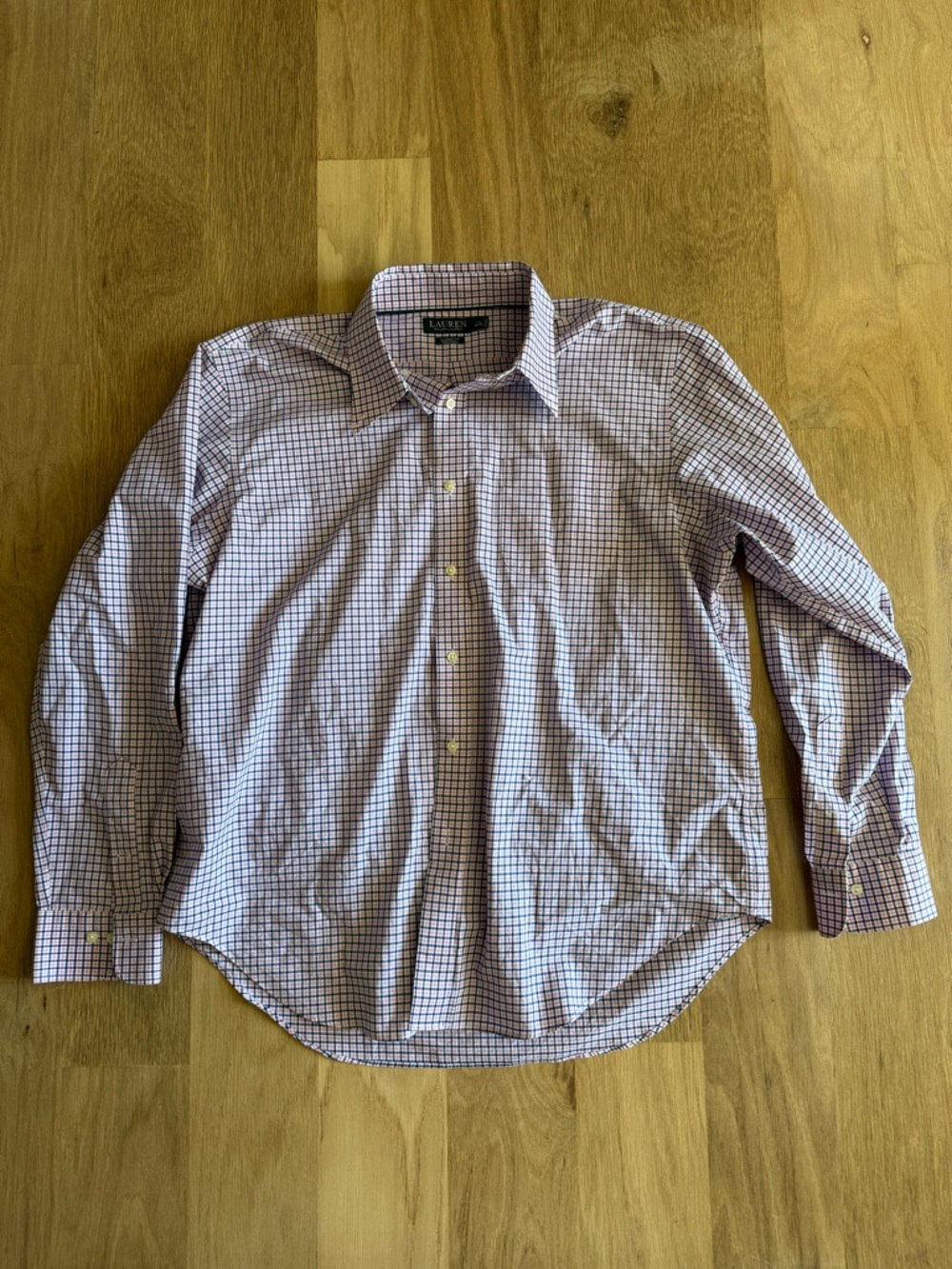 Lauren Ralph Lauren Men's White and Purple Windowpane Dress Shirt